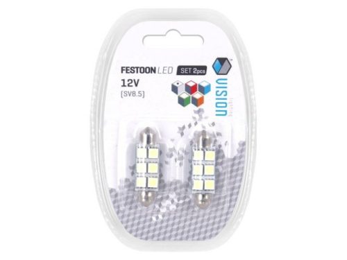 Izzó, Szofita, VISION, 12V, SV8.5, 41mm, 6x5050 SMD LED, fehér (HS-LB091W).