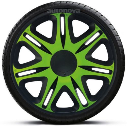 13"-os Nascar Green-Black dísztárcsa garnitúra (4darab)