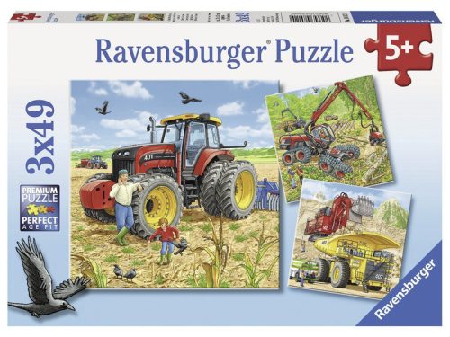 Ravensburger: Puzzle 3x49 db - Óriási gépek