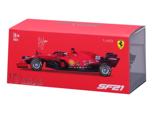 Bburago 1/43 versenyautó - Ferrari, 2021-es szezon autó versenyzővel